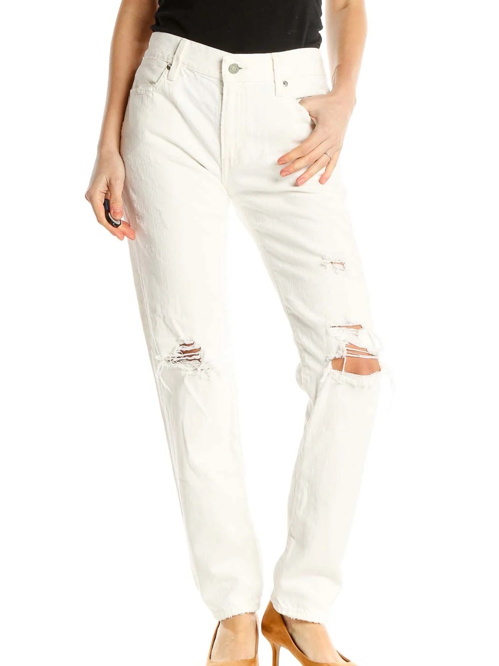 Hidden Bailey White Distressed Boyfriend Jeans 31